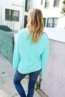 Eyes On You Seafoam Mineral Wash Rib Notch Neck Pocket Top (Open Pack)