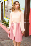 Feeling Femme Mauve & Peach Twofer Pleated Skirt Dress (Open Pack)