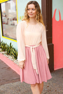 Feeling Femme Mauve & Peach Twofer Pleated Skirt Dress (Open Pack)