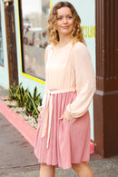 Feeling Femme Mauve & Peach Twofer Pleated Skirt Dress (Open Pack)