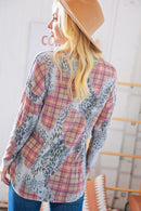 Taupe Leopard Plaid Rib Knit Round Neck Pullover (Open Pack)