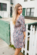 Navy Cotton Blend Peasant Dress