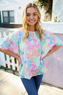 Bow Print Waffle Fabric Tee (3pc)