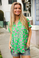 Green & Pink Animal Top