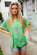 Green & Pink Animal Top