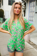 Green & Pink Animal Top