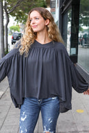 Casual Chic Charcoal V Neck Yoke Modal Knit Top (Open Pack)