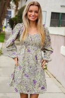 Green & Purple Floral Dress