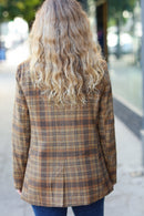 Make It Happen Spice Plaid Tailored Collar Lapel Blazer (Open Pack)