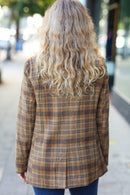 Make It Happen Spice Plaid Tailored Collar Lapel Blazer (Open Pack)