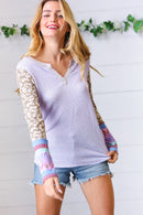 Lilac Animal & Aztec Notched Top (Open Pack)
