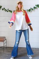 Pink Pointelle Color Block Wide Sleeve Pullover (Open Pack)