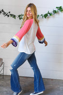 Pink Pointelle Color Block Wide Sleeve Pullover (Open Pack)