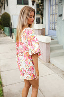 Ivory Floral Bubble Sleeve Top