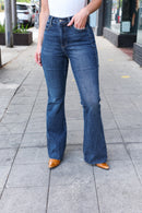 Judy Blue Dark Wash High Rise Flare Back Pocket Detail Jeans (Open Pack)