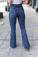 Judy Blue Dark Wash High Rise Flare Back Pocket Detail Jeans (Open Pack)