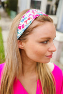 Red & Blue Valentine Bows Stretchy Twist Knit Headband (Open Pack)