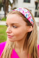 Red & Blue Valentine Bows Stretchy Twist Knit Headband (Open Pack)