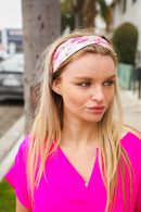 Pink Floral Valentine Stretchy Twist Knit Headband (Open Pack)