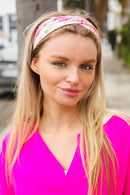Pink Floral Valentine Stretchy Twist Knit Headband (Open Pack)