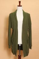Plus Olive Open Pocketed Cadigan (5pc)