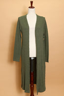 Olive Cable Knit Long Sweater