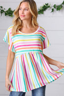 Lavender Rainbow Stripe Babydoll To (Open Pack)