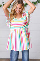 Lavender Rainbow Stripe Babydoll To (Open Pack)