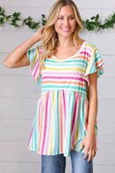 Lavender Rainbow Stripe Babydoll To (Open Pack)