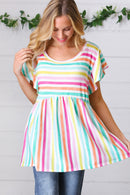 Lavender Rainbow Stripe Babydoll To (Open Pack)