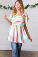 Lavender Rainbow Stripe Babydoll To (Open Pack)