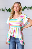 Lavender Rainbow Stripe Babydoll To (Open Pack)