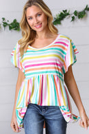Lavender Rainbow Stripe Babydoll To (Open Pack)