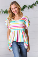 Lavender Rainbow Stripe Babydoll To (Open Pack)