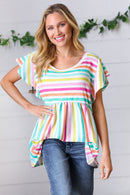 Lavender Rainbow Stripe Babydoll To (Open Pack)