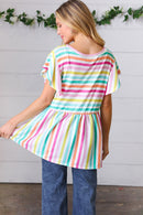Lavender Rainbow Stripe Babydoll To (Open Pack)