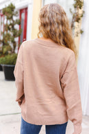 Feeling Thankful Taupe Pop Up Glittery Embroidery Sweater (Open Pack)