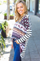 Holiday Print and Stripe Top