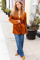 Holiday Stunner Rust Velvet Lapel Blazer (Open Pack)