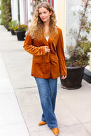 Holiday Stunner Rust Velvet Lapel Blazer (Open Pack)