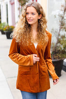 Holiday Stunner Rust Velvet Lapel Blazer (Open Pack)