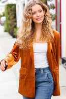 Holiday Stunner Rust Velvet Lapel Blazer (Open Pack)