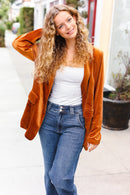 Holiday Stunner Rust Velvet Lapel Blazer (Open Pack)