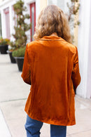Holiday Stunner Rust Velvet Lapel Blazer (Open Pack)