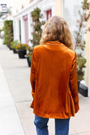 Holiday Stunner Rust Velvet Lapel Blazer (Open Pack)