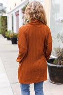 Camel Textured Pocketed Cardigan