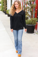 Black Thermal Out Seam Top