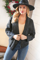 Black Holiday Matte Foiled Cheetah Print Blazer Jacket (Open Pack)