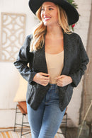 Black Holiday Matte Foiled Cheetah Print Blazer Jacket (Open Pack)