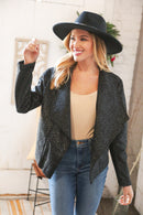 Black Holiday Matte Foiled Cheetah Print Blazer Jacket (Open Pack)